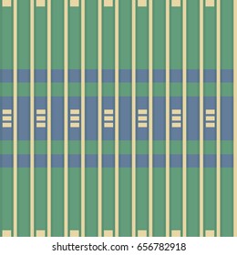 Seamless pattern with geometric figures and striped lines.
