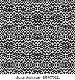 Seamless pattern. Geometric figures wallpaper. Triangles ornament. Triangular shapes background. Geometrical backdrop. Ethnic motif. Digital paper, textile print, web design, abstract. Vector artwork.