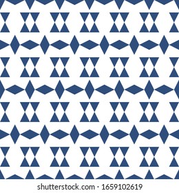 Seamless pattern. Geometric figures wallpaper. Rhombuses, triangles ornament. Digital paper, textile print, web design. Abstract background. Polygons motif. Geometrical backdrop. Vector artwork.