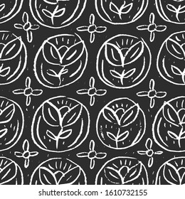Seamless pattern with geometric floral ornament