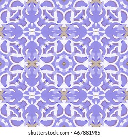 Seamless pattern with geometric and floral ornaments, tribal, ethnic,  boho style. Tile repeat.