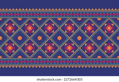Seamless pattern geometric flower ethnic oriental ikat design for background,carpet,batik,wallpaper,clothing,wrapping,fabric,texture,embroidery style,Vector illustration