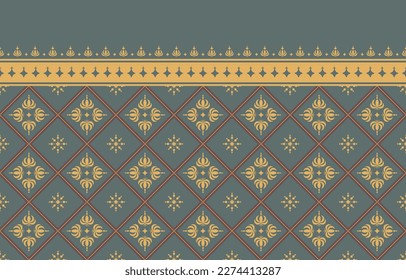 Seamless pattern geometric flower ethnic oriental ikat design for background,carpet,batik,wallpaper,clothing,wrapping,fabric,texture,embroidery style,Vector illustration 