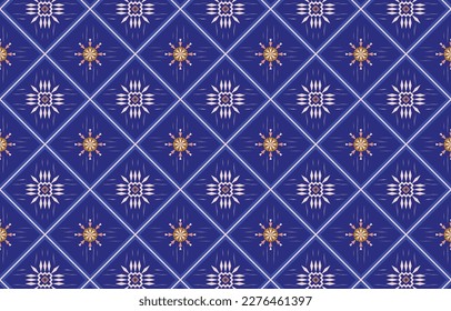 Seamless pattern geometric flower ethnic oriental ikat design for background, carpet, batik, wallpaper, clothing, wrapping, fabric, texture, embroidery style, Vector illustration