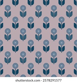 seamless pattern with geometric flowers abstract floral background fashion digital paper graphic design print vector