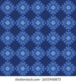 padrão sem costura com flores geométricas abstrato azul fundo vetor