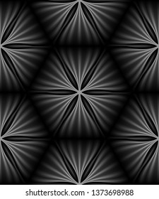 Seamless pattern of geometric flowers on a black background