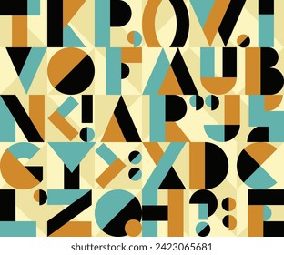Seamless pattern with geometric font, random letters from English alphabet. Modern texture with abstract text, typography symbols. Vector background for kids education concept, book or creative poster