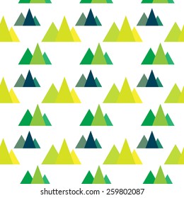 Seamless pattern with geometric forest mountains.