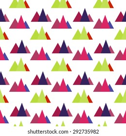 Seamless pattern with geometric forest mountains.