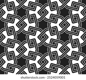 Nahtloses Muster von geometrischen Graphic Designs. Wiederholte Muster eines druckbaren Vektors. Verriegelung Knoten Abdeckung Banner Hintergrund Layout Hintergrund Design.