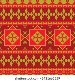 A seamless pattern geometric graphic fusion style is designed for textiles, fabric, clothes, sarongs, carpets, blankets, tablecloths, bedding sets, decorations, tiles, covers, and gift wrapping paper