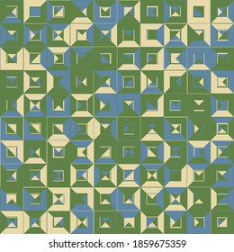 Nahtlose Muster geometrisch in Grün. Farbiger abstrakter Hintergrund. Vektordesign. Moderner Stil.