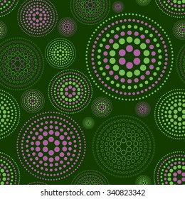 Seamless pattern geometric green dark circle art