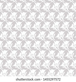 Seamless Pattern Geometric Grey Butterflies in the white background