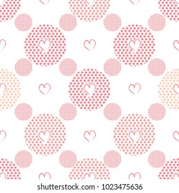 Seamless pattern geometric and heart abstract on white background.Vector illustration.pastel color stlye.
