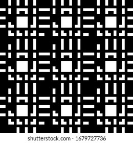 Seamless pattern. Geometric illustration. Squares, strokes, curves ornament. Tribal wallpaper. Ethnic motif. Folk backdrop. Modern background. Digital paper, textile print, web design. Vector art.