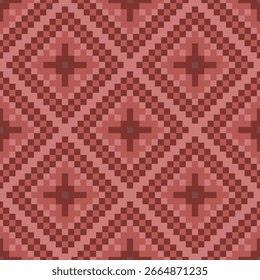 Pixel sin patrón de flor tono marrón.