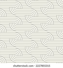 Seamless pattern. Geometric linear thin striped ornament. Stylish monochrome background. Vector repeating texture with winding tapes.