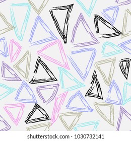 Seamless pattern with geometric lines hand drawn style. 80s Memphis pattern. 