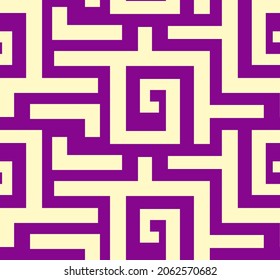 Seamless pattern geometric maze flat vector two colors