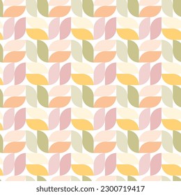 Seamless pattern of geometric, mid-century design leaves on  isolated background. Design for celebration prints, scrapbooking, nursery decor, home decor, paper crafts, invitation design, textile.