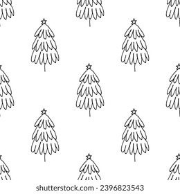 Seamless pattern with geometric minimal scandinavian Christmas tree doodle for decorative print, wrapping paper, greeting cards and fabric