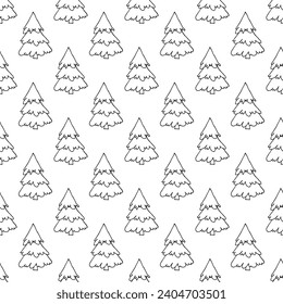 Seamless pattern with geometric minimal scandinavian Christmas tree doodle for decorative print, wrapping paper, greeting cards and fabric
