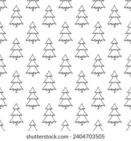 Patrón sin soldadura con doodle de árbol de Navidad geométrico mínimo escandinavo para impresión decorativa, papel de envoltura, tarjetas de felicitación y tela