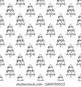 Patrón sin soldadura con doodle de árbol de Navidad geométrico mínimo escandinavo para impresión decorativa, papel de envoltura, tarjetas de felicitación y tela