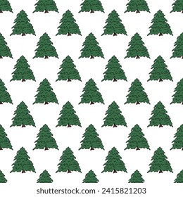 Seamless pattern with geometric minimal scandinavian Christmas tree doodle for decorative print, wrapping paper, greeting cards and fabric