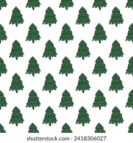 Patrón sin soldadura con doodle de árbol de Navidad geométrico mínimo escandinavo para impresión decorativa, papel de envoltura, tarjetas de felicitación y tela