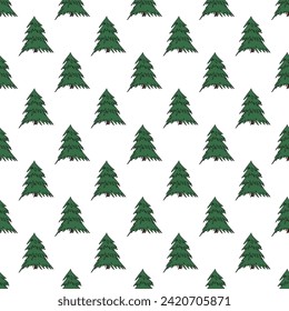 Patrón sin soldadura con doodle de árbol de Navidad geométrico mínimo escandinavo para impresión decorativa, papel de envoltura, tarjetas de felicitación y tela