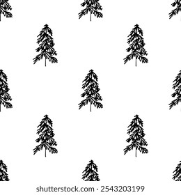 Modelo inconsútil con el garabato escandinavo mínimo geométrico del árbol de navidad para la impresión decorativa, papel de embalaje, tarjetas de felicitación y tela