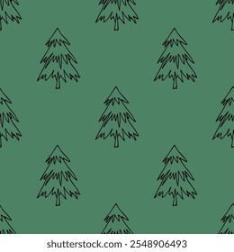 Padrão contínuo com minúsculo geométrico escandinavo árvore de Natal doodle para impressão decorativa, papel de embrulho, cartões de saudação e tecido