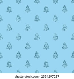 Seamless pattern with geometric minimal scandinavian Christmas tree doodle for decorative print, wrapping paper, greeting cards and fabric