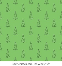 Seamless pattern with geometric minimal scandinavian Christmas tree doodle for decorative print, wrapping paper, greeting cards and fabric