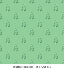 Seamless pattern with geometric minimal scandinavian Christmas tree doodle for decorative print, wrapping paper, greeting cards and fabric