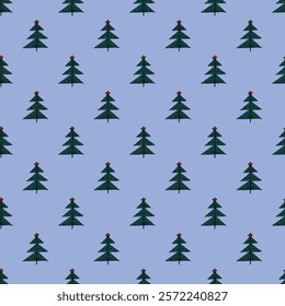 Seamless pattern with geometric minimal scandinavian Christmas tree doodle for decorative print, wrapping paper, greeting cards and fabric