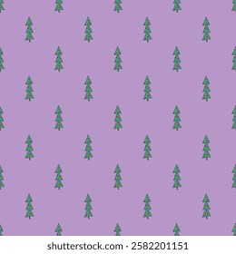 Seamless pattern with geometric minimal scandinavian Christmas tree doodle for decorative print, wrapping paper, greeting cards and fabric