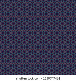 Seamless pattern. Geometric mosaic made up of colored round elements on a dark background.