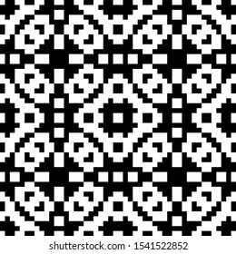 Seamless pattern. Geometric motif. Simple shapes wallpaper. Polygons background. Abstract backdrop. Squares, rectangles, figures ornament. Digital paper, web design, textile print. Vector artwork