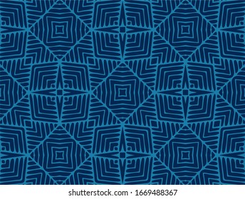 Seamless pattern with geometric motifs in 2 colors. Vector illustration.