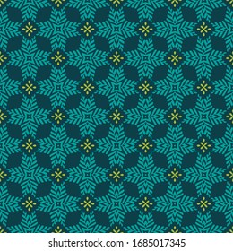 Seamless pattern with geometric motifs in 3 colors. Vector illustration.