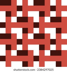Seamless pattern with geometric motifs in 3 colors. Vector illustration.