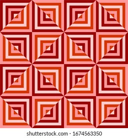 Nahtloses Muster mit geometrischen Motiven in 4 Farben. Vektorillustration.