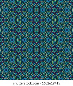 Seamless pattern with geometric motifs in 4 colors. Vector illustration.