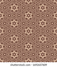 Seamless pattern with geometric motifs in 4 colors. Vector illustration.
