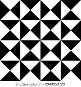 Nahtloses Muster mit geometrischen Motiven in Schwarz-Weiß. Vektorgrafik.
