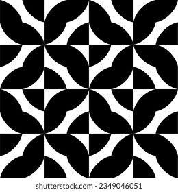 Seamless pattern with geometric motifs in black and white. Vector illustration.